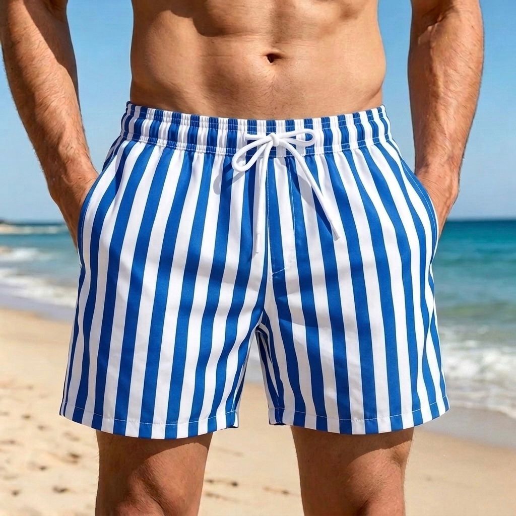 SCENE Stripe Swim Shorts – Blue