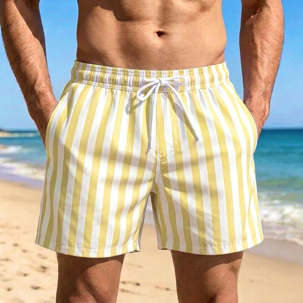 SCENE Stripe Swim Shorts – Yellow