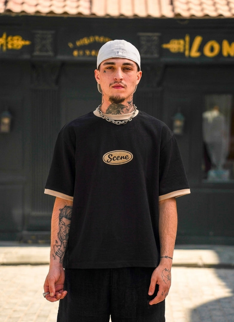 RINGER BOXY T-SHIRT BLACK
