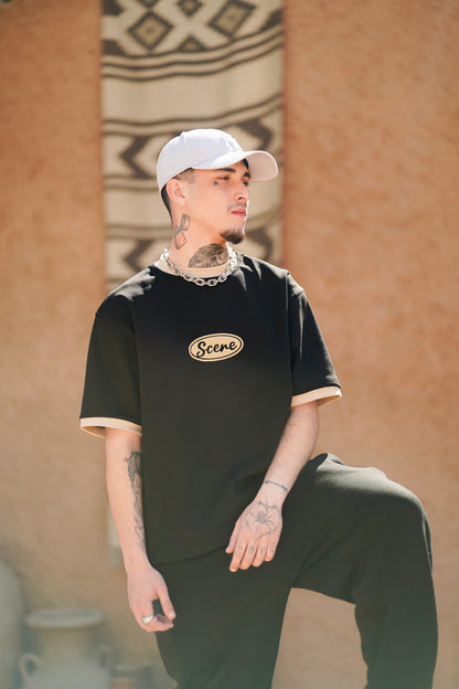 RINGER BOXY T-SHIRT BLACK