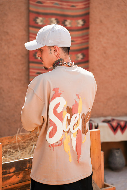 SCENE BOXY T-SHIRT BEIGE