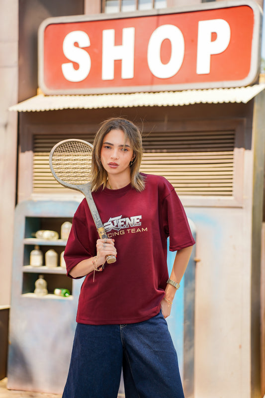 RACING BOXY T-SHIRT BURGUNDY
