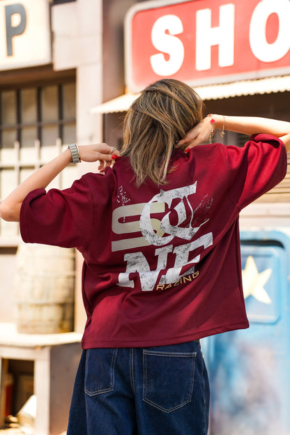 RACING BOXY T-SHIRT BURGUNDY