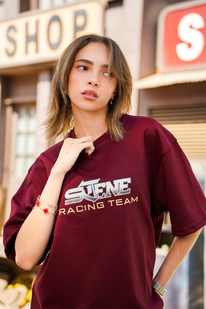 RACING BOXY T-SHIRT BURGUNDY
