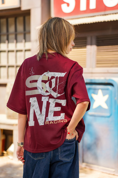 RACING BOXY T-SHIRT BURGUNDY