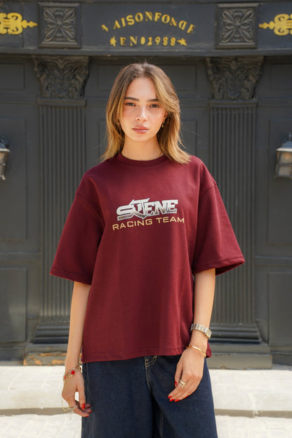 RACING BOXY T-SHIRT BURGUNDY