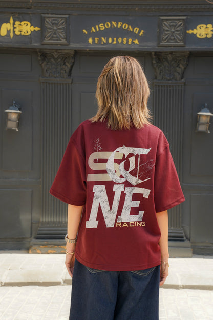 RACING BOXY T-SHIRT BURGUNDY