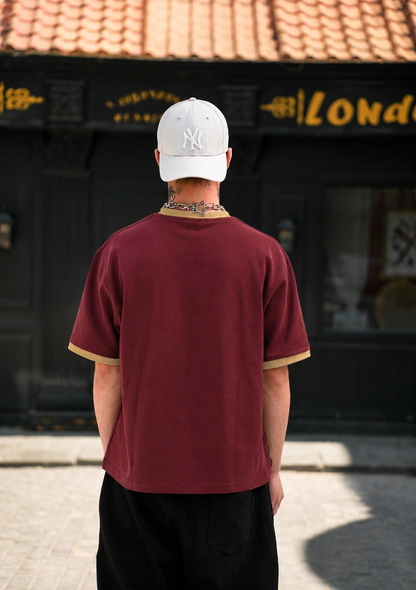 RINGER BOXY T-SHIRT BURGUNDY