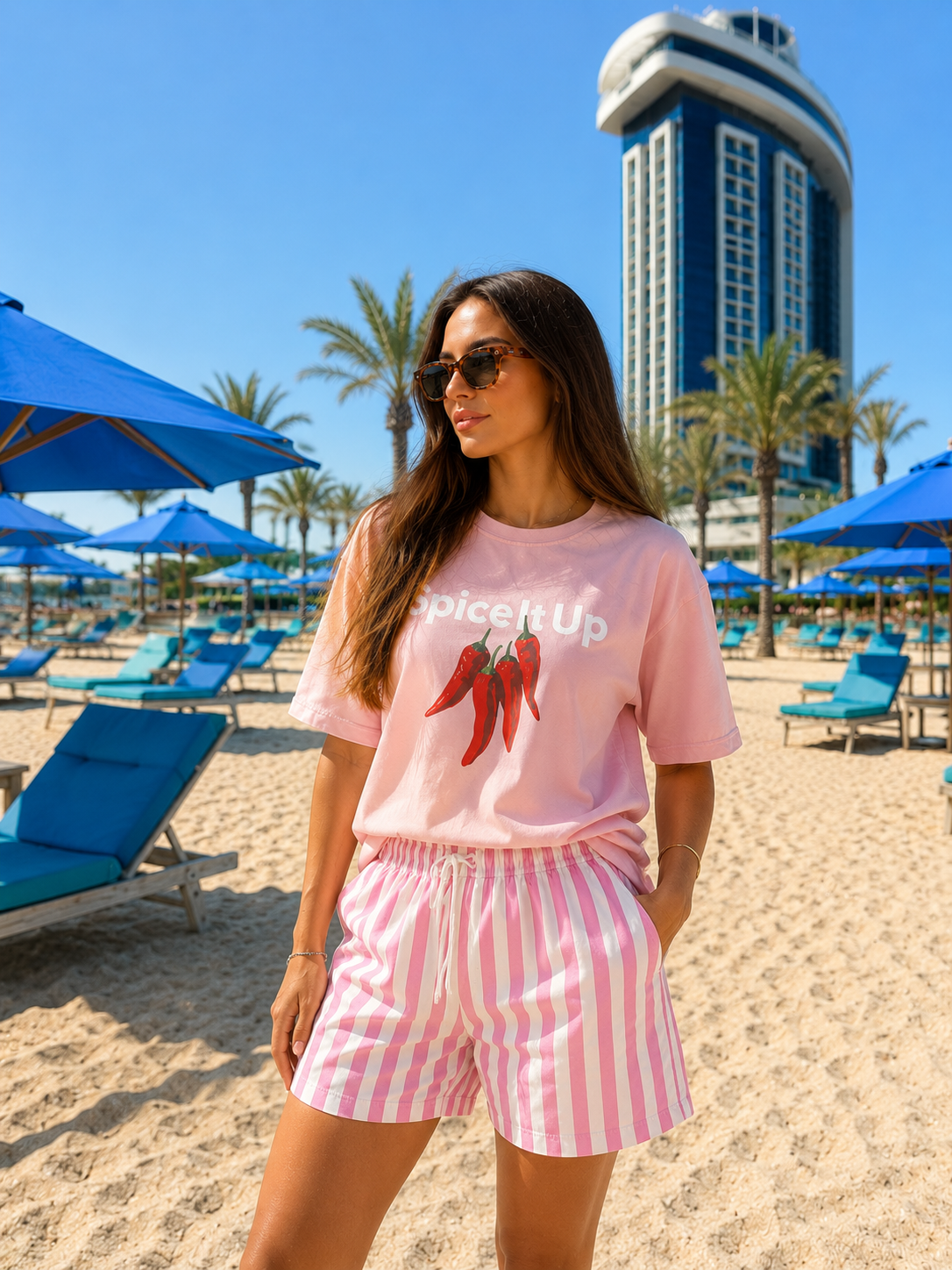 SPICE IT UP PINK STRIPE SET