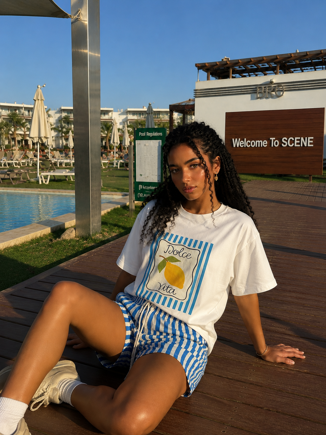 DOLCE VITA BLUE STRIPE SET
