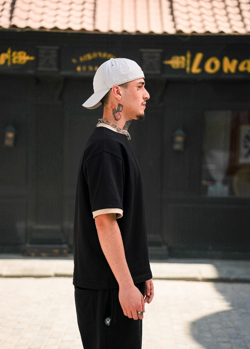 RINGER BOXY T-SHIRT BLACK