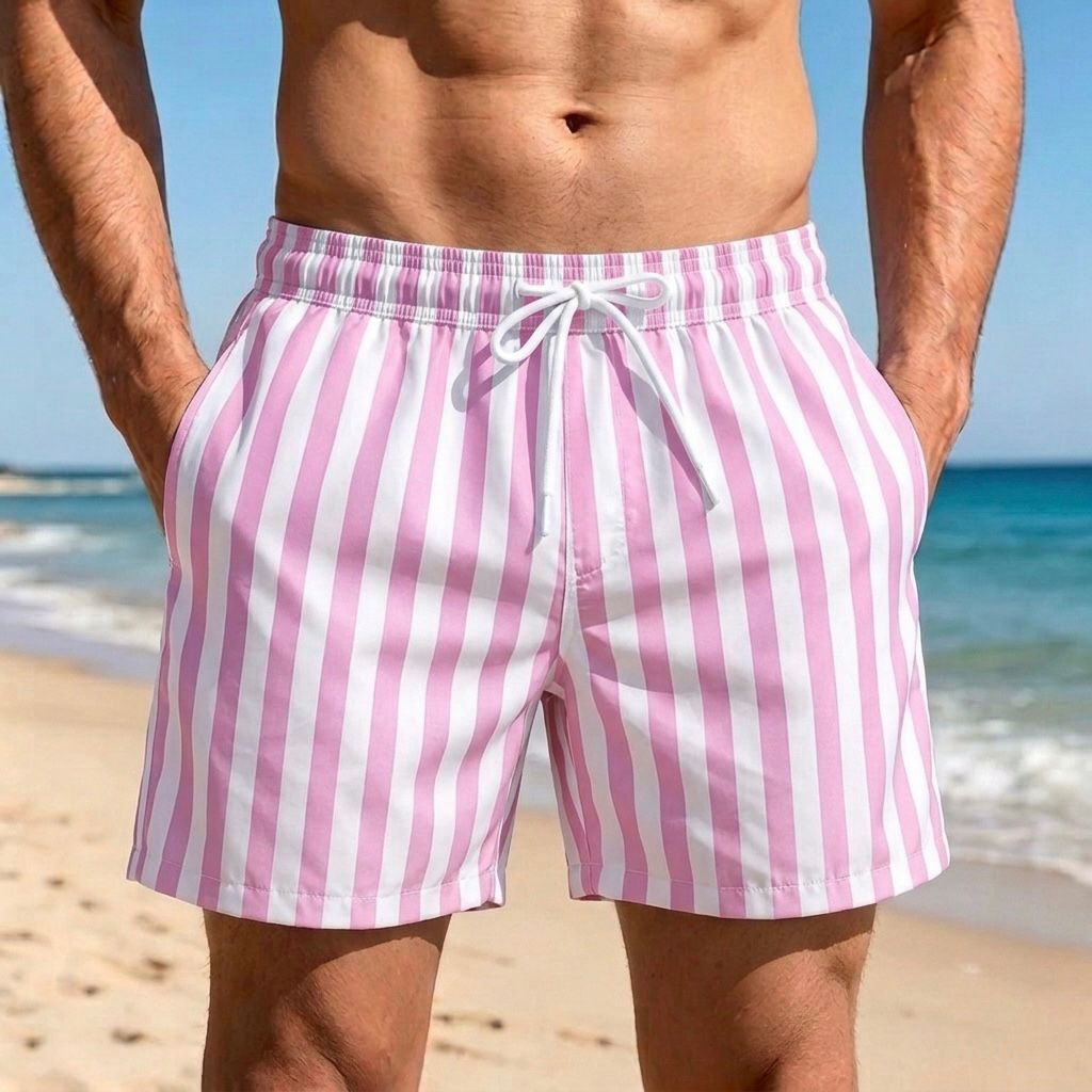 SCENE Stripe Swim Shorts – Pink